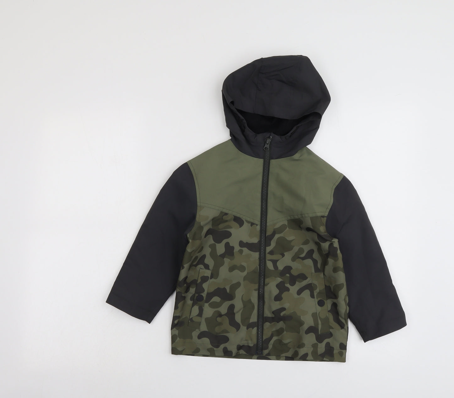 M&Co Boys Green Camouflage Jacket Size 4-5 Years Zip
