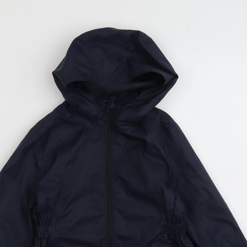 Debenhams Girls Blue Rain Coat Coat Size 7-8 Years Zip