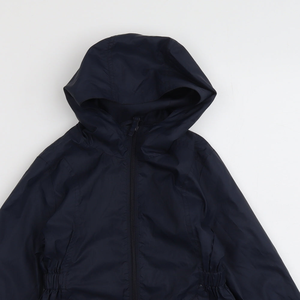 Debenhams Girls Blue Rain Coat Coat Size 7-8 Years Zip