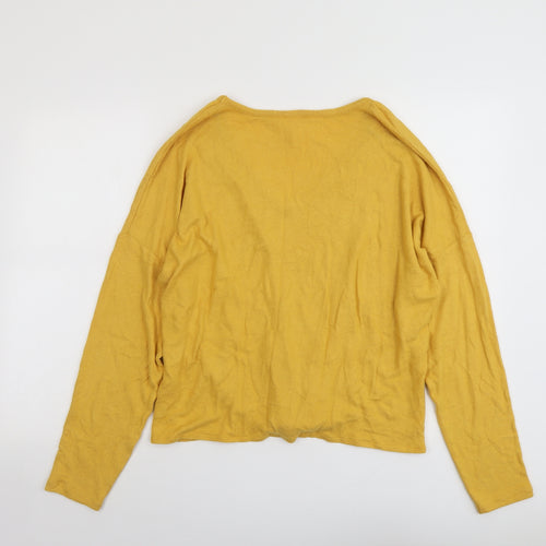 H&M Womens Yellow V-Neck Viscose Pullover Jumper Size M