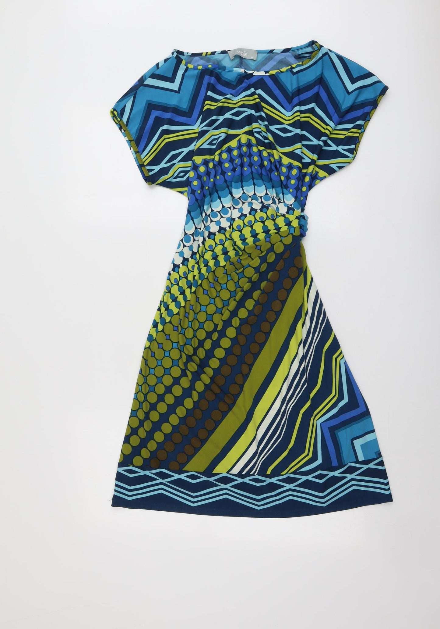 Wallis Womens Multicoloured Geometric Polyester A-Line Size 14 Boat Neck Pullover