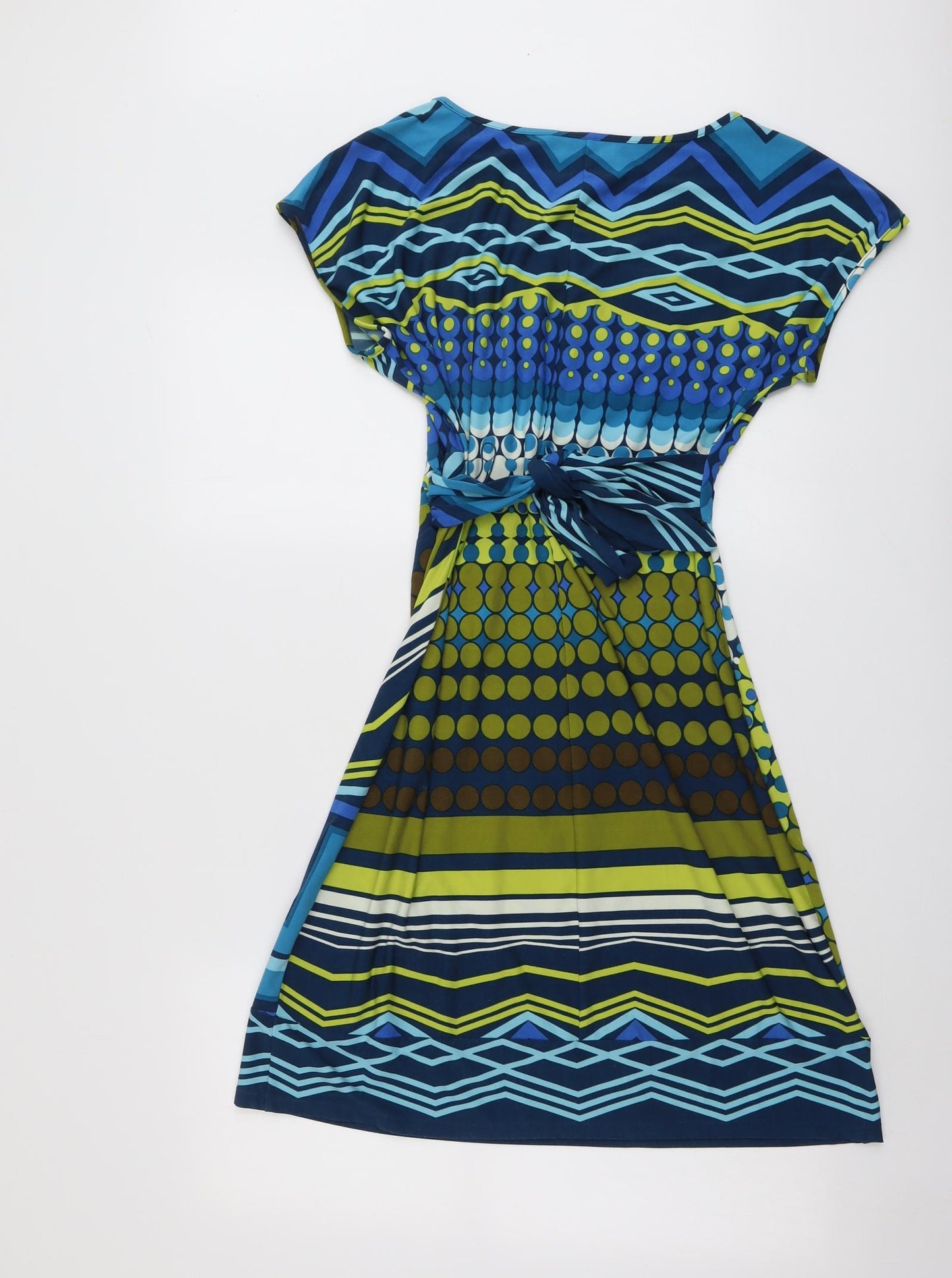 Wallis Womens Multicoloured Geometric Polyester A-Line Size 14 Boat Neck Pullover
