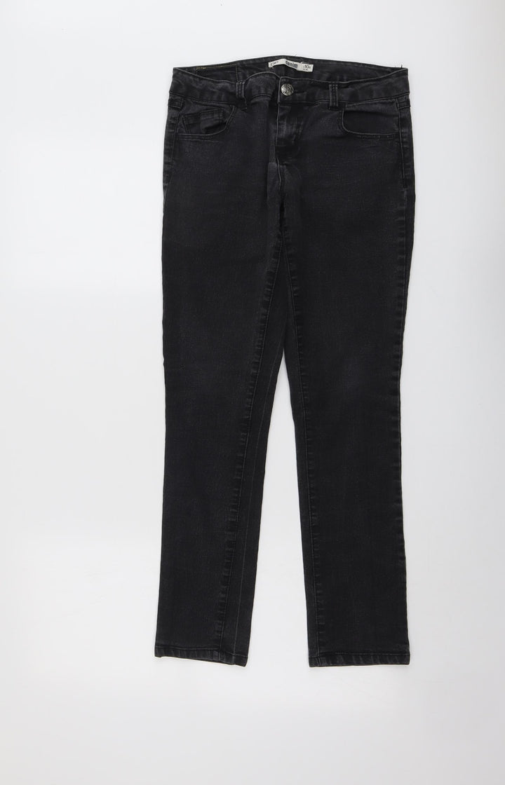 Dorothy Perkins Womens Grey Cotton Skinny Jeans Size 10 L28 in Regular Button