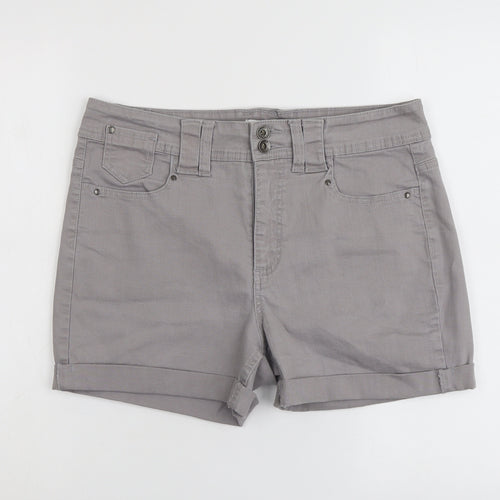 Jones&Co Womens Grey Cotton Basic Shorts Size XL L4 in Regular Button
