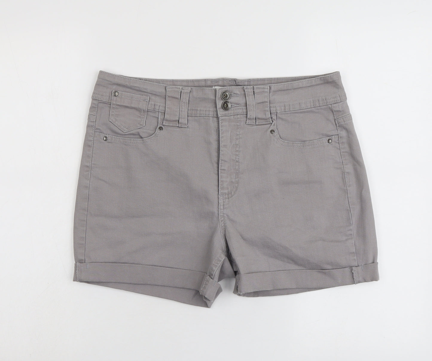 Jones&Co Womens Grey Cotton Basic Shorts Size XL L4 in Regular Button