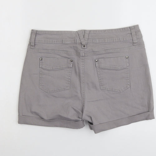 Jones&Co Womens Grey Cotton Basic Shorts Size XL L4 in Regular Button