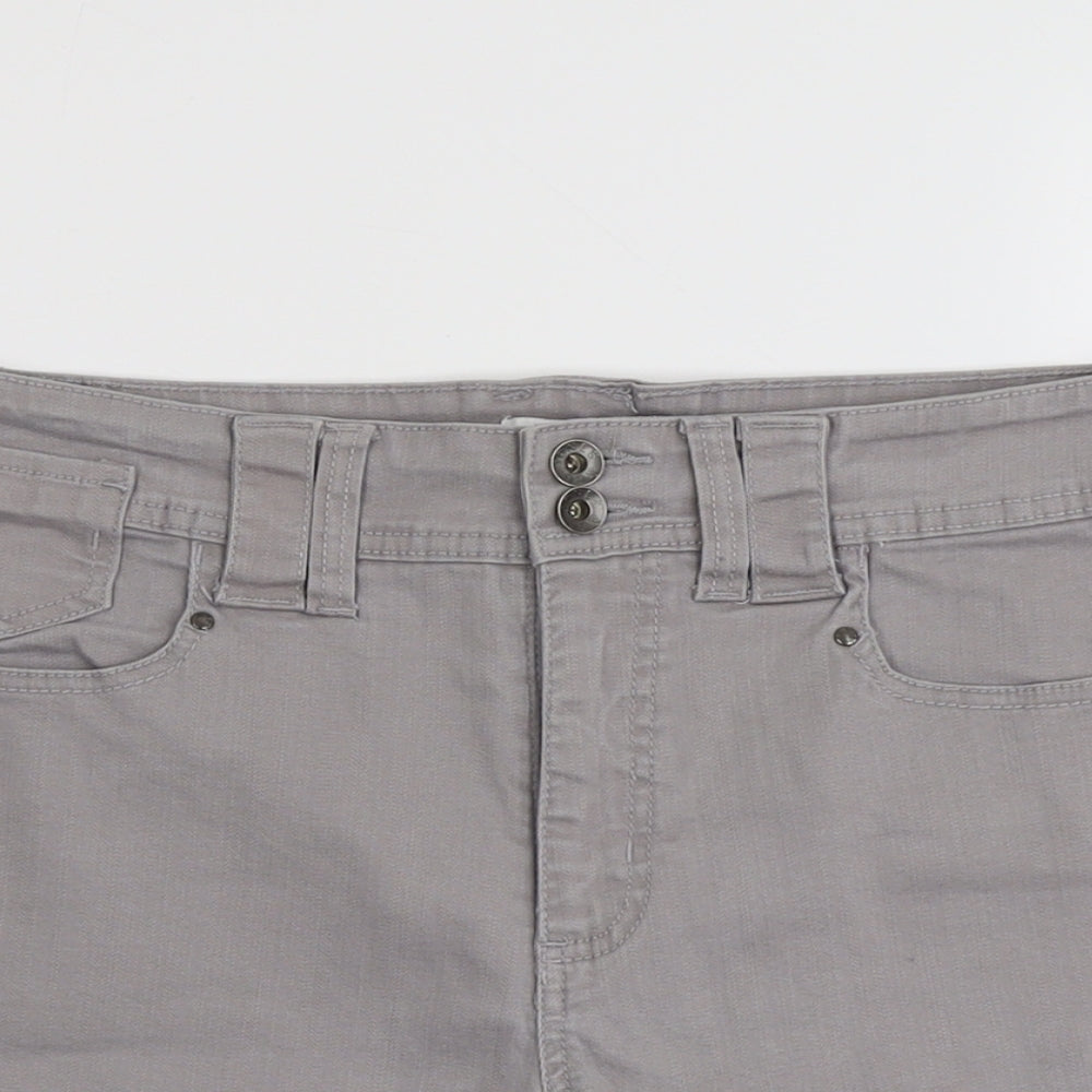Jones&Co Womens Grey Cotton Basic Shorts Size XL L4 in Regular Button