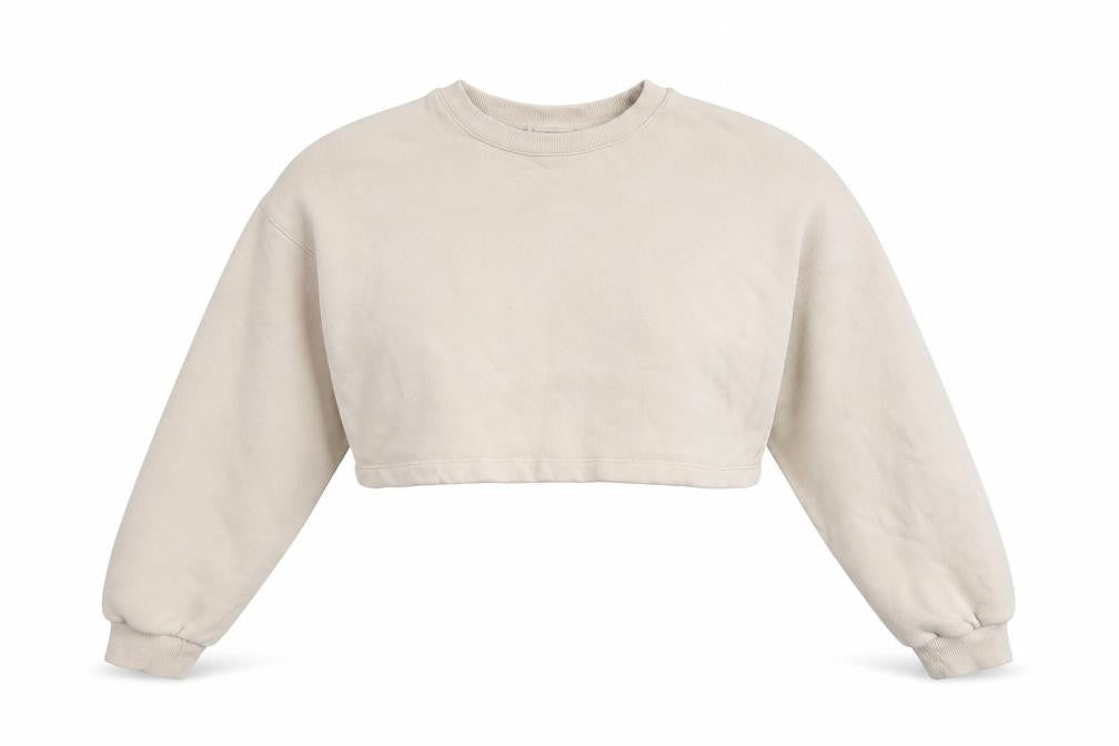 Front view of ASOS women’s beige cotton pullover sweatshirt, size UK 8, pullover