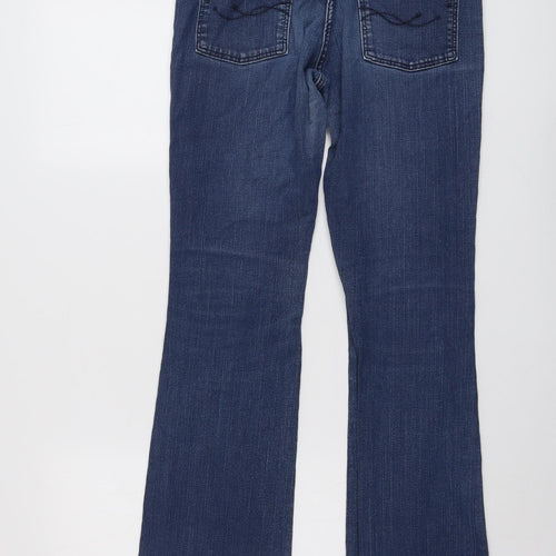 Marks and Spencer Womens Blue Cotton Bootcut Jeans Size 10 L28 in Slim Button