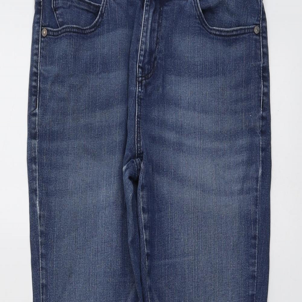 Marks and Spencer Womens Blue Cotton Bootcut Jeans Size 10 L28 in Slim Button