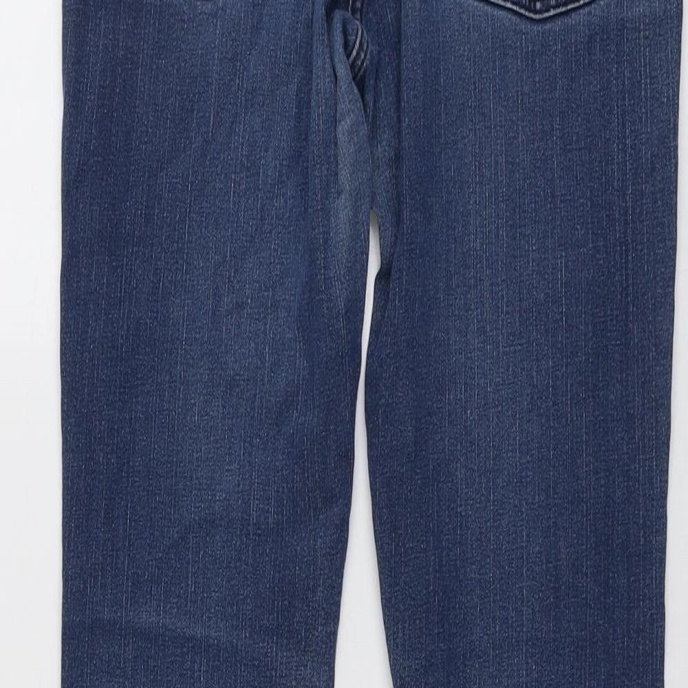 Marks and Spencer Womens Blue Cotton Bootcut Jeans Size 10 L28 in Slim Button