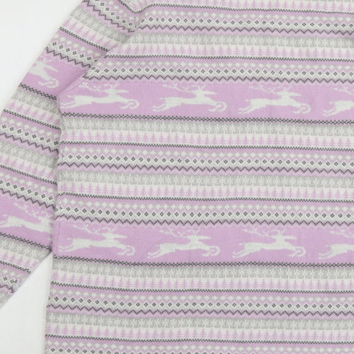 EWM Womens Purple Round Neck Geometric Acrylic Pullover Jumper Size 14 - Size 14-16