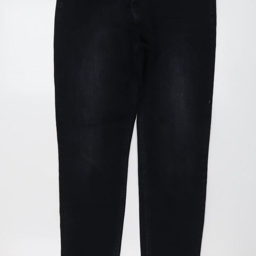 Marks and Spencer Womens Blue Cotton Skinny Jeans Size 12 L27 in Regular Button