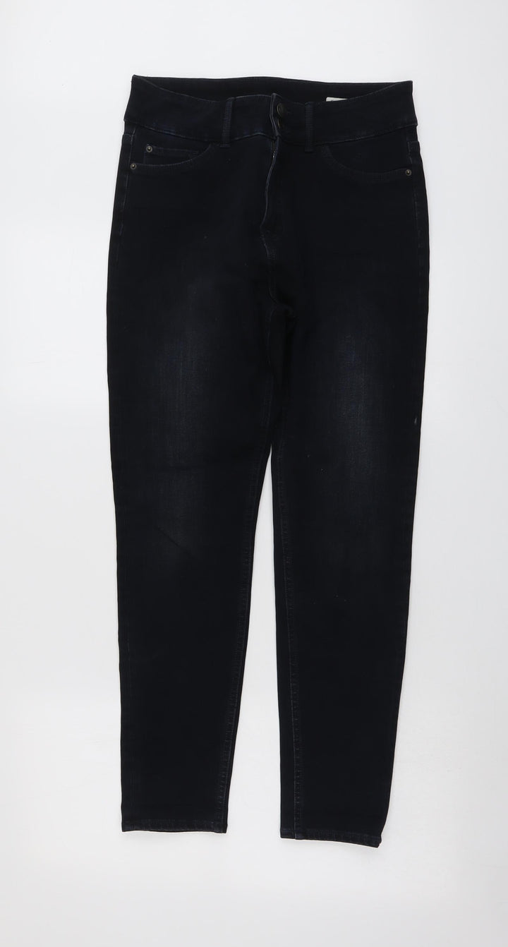 Marks and Spencer Womens Blue Cotton Skinny Jeans Size 12 L27 in Regular Button