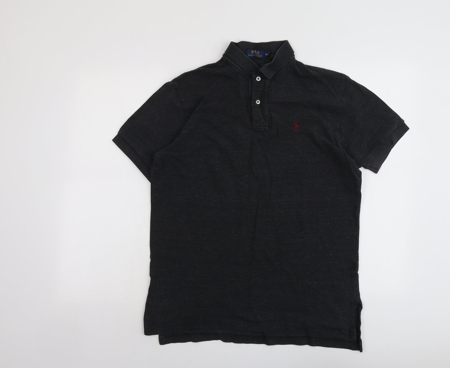 Polo Ralph Lauren Mens Grey Cotton Polo Size M Collared Button