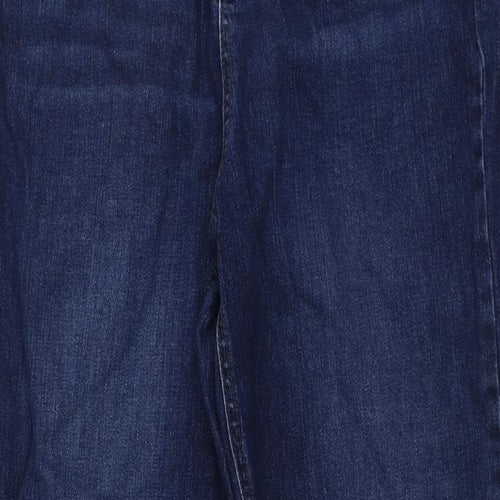 Marks and Spencer Womens Blue Cotton Mom Jeans Size 12 L28 in Regular Button