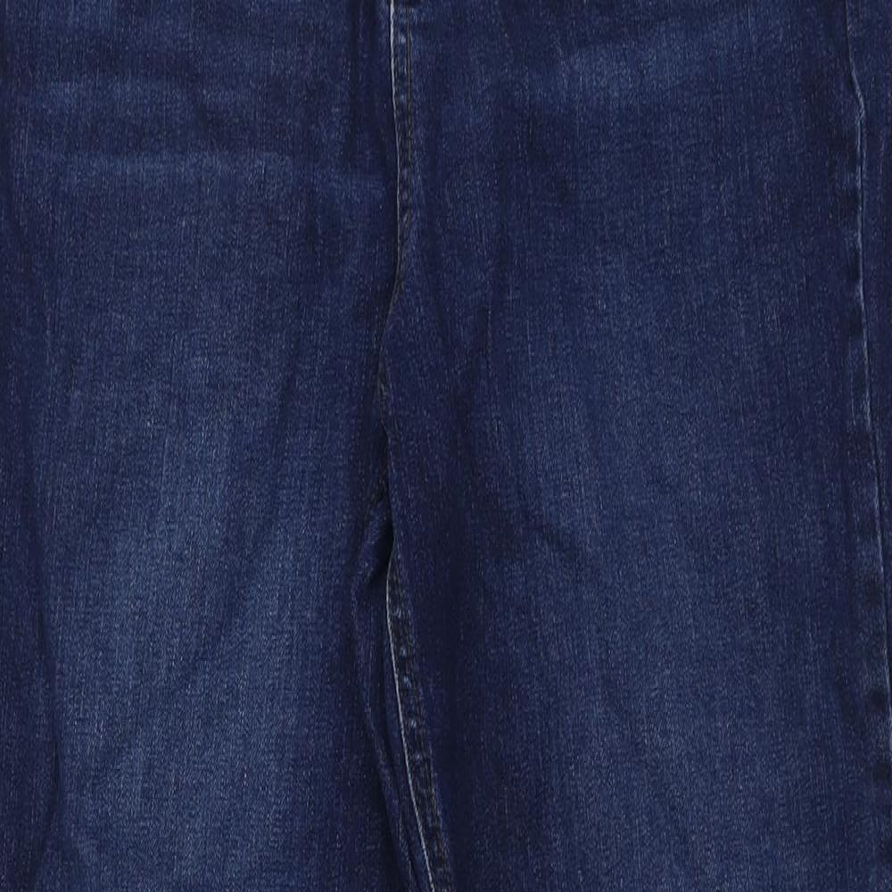 Marks and Spencer Womens Blue Cotton Mom Jeans Size 12 L28 in Regular Button