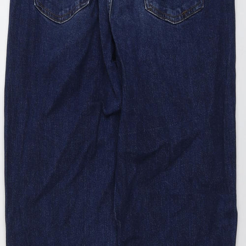 Marks and Spencer Womens Blue Cotton Mom Jeans Size 12 L28 in Regular Button