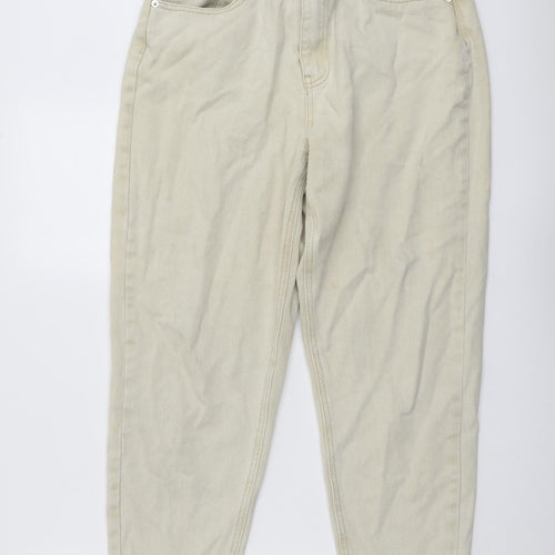 Missguided Womens Beige Cotton Mom Jeans Size 30 in L25 in Regular Button