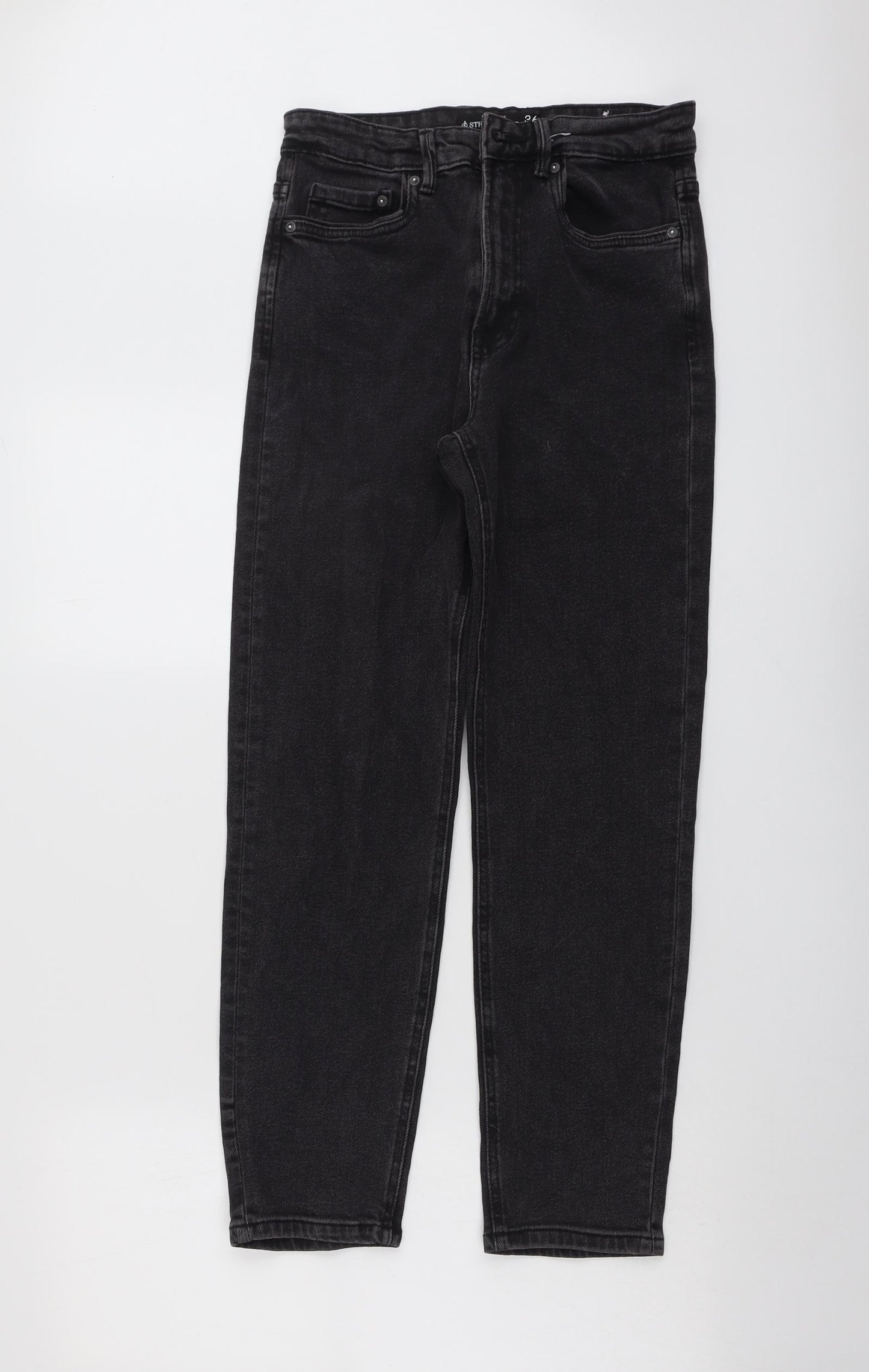 Stradivarius Womens Grey Cotton Straight Jeans Size 8 L27 in Regular Button