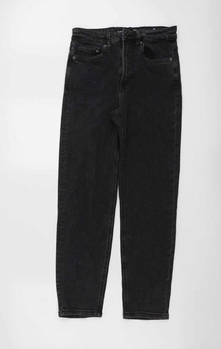 Stradivarius Womens Grey Cotton Straight Jeans Size 8 L27 in Regular Button
