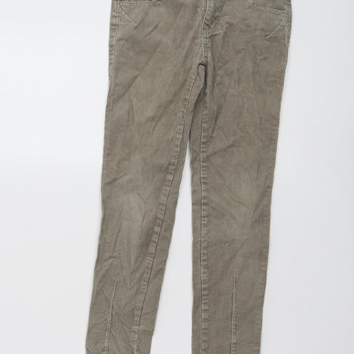 Indigo Girls Beige Cotton Carrot Trousers Size 8 Years Regular Button
