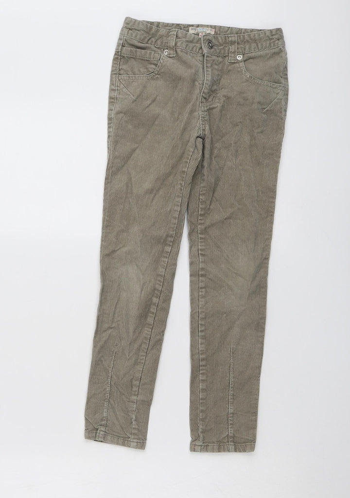 Indigo Girls Beige Cotton Carrot Trousers Size 8 Years Regular Button
