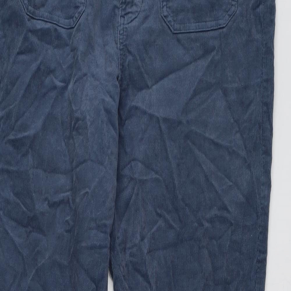 Marks and Spencer Womens Blue Cotton Trousers Size 14 L30 in Regular Button