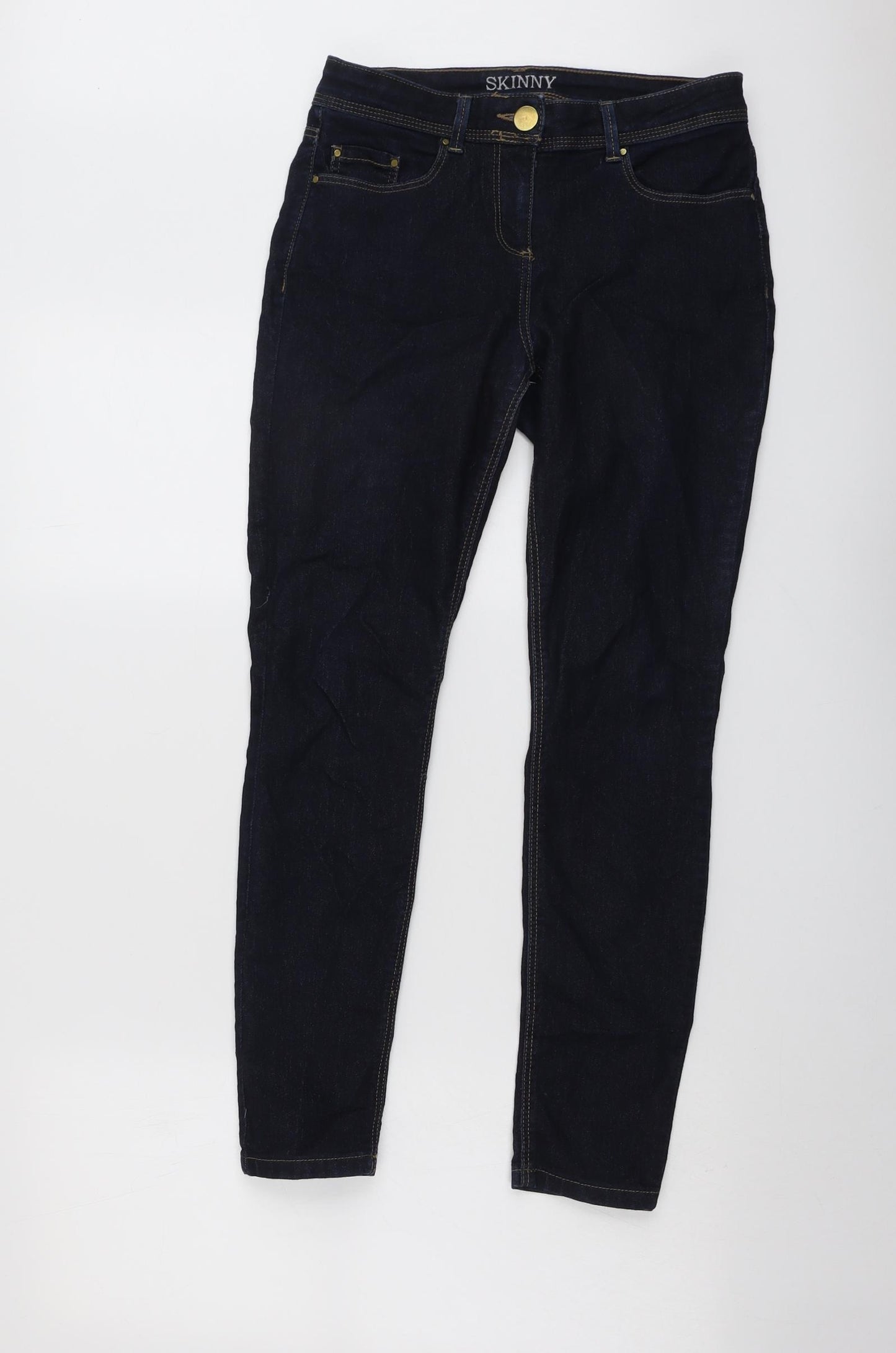 Wallis Womens Blue Cotton Skinny Jeans Size 8 L27 in Regular Button
