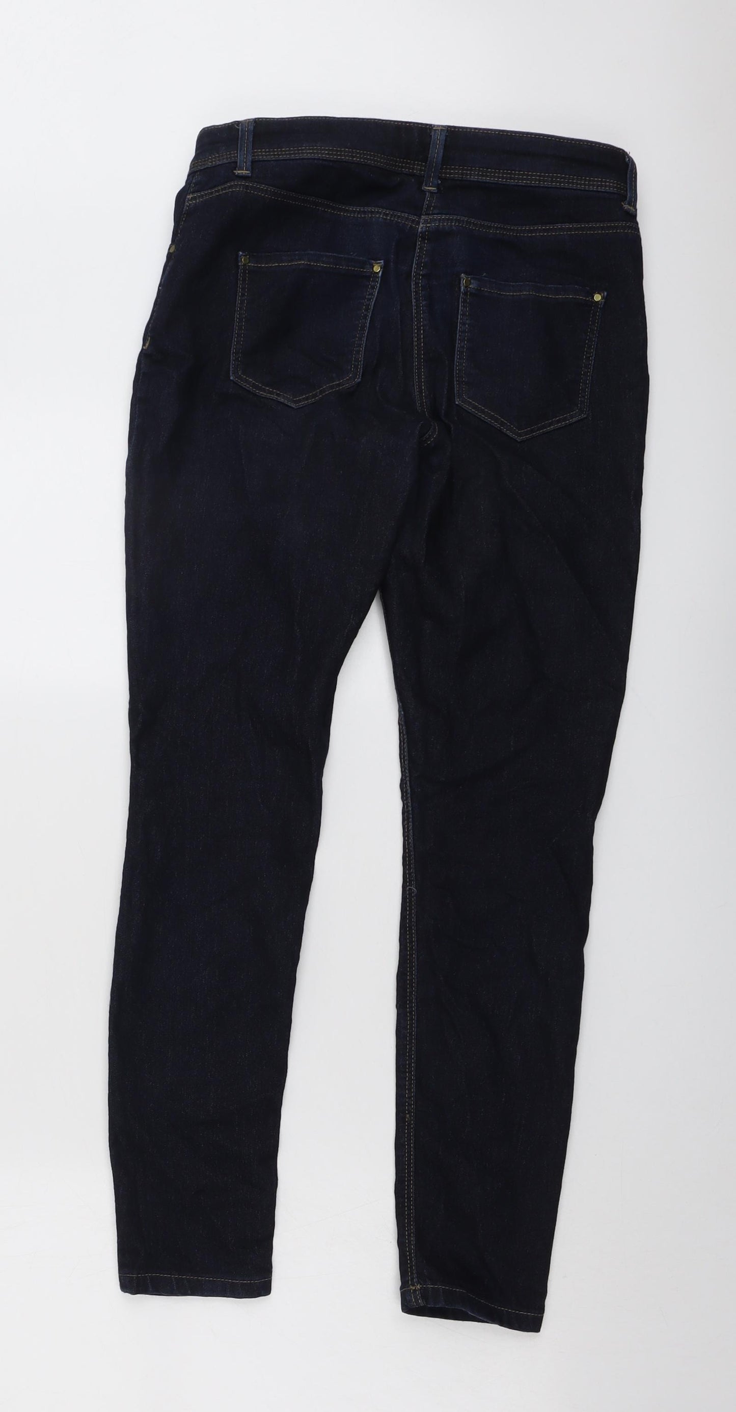Wallis Womens Blue Cotton Skinny Jeans Size 8 L27 in Regular Button