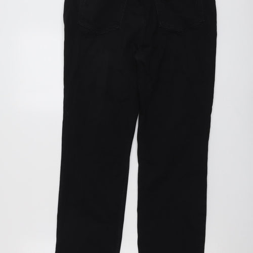 Marks and Spencer Womens Black Cotton Straight Jeans Size 14 L28 in Regular Button