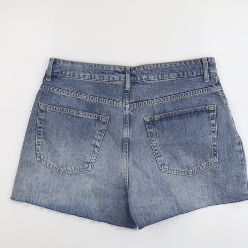 Topshop Womens Blue Cotton Cut-Off Shorts Size 14 L3 in Regular Button