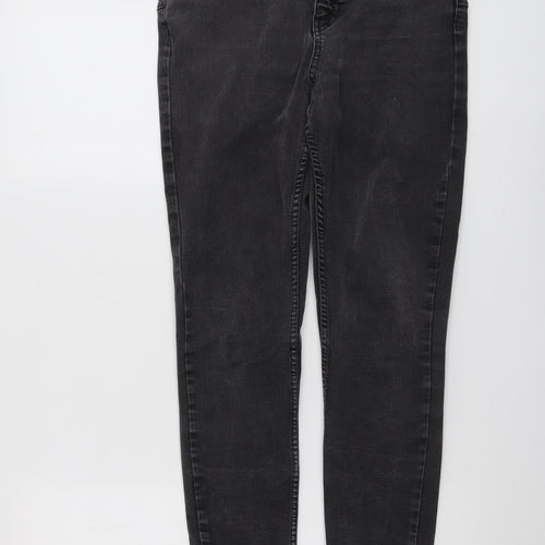 New Look Womens Grey Cotton Skinny Jeans Size 14 L25 in Regular Button