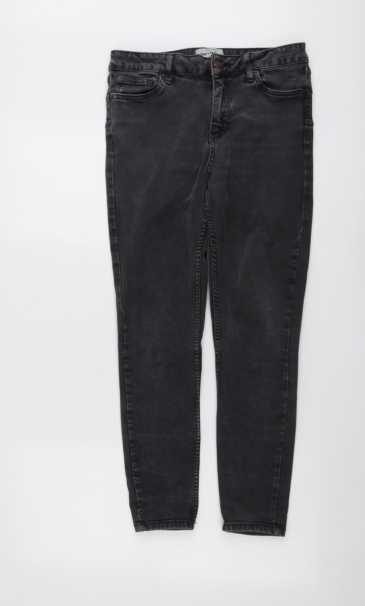 New Look Womens Grey Cotton Skinny Jeans Size 14 L25 in Regular Button