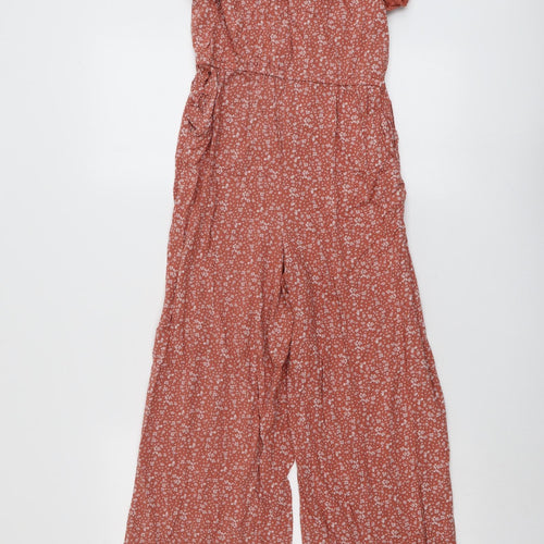 NEXT Girls Pink Floral Viscose Jumpsuit One-Piece Size 11 Years Pullover