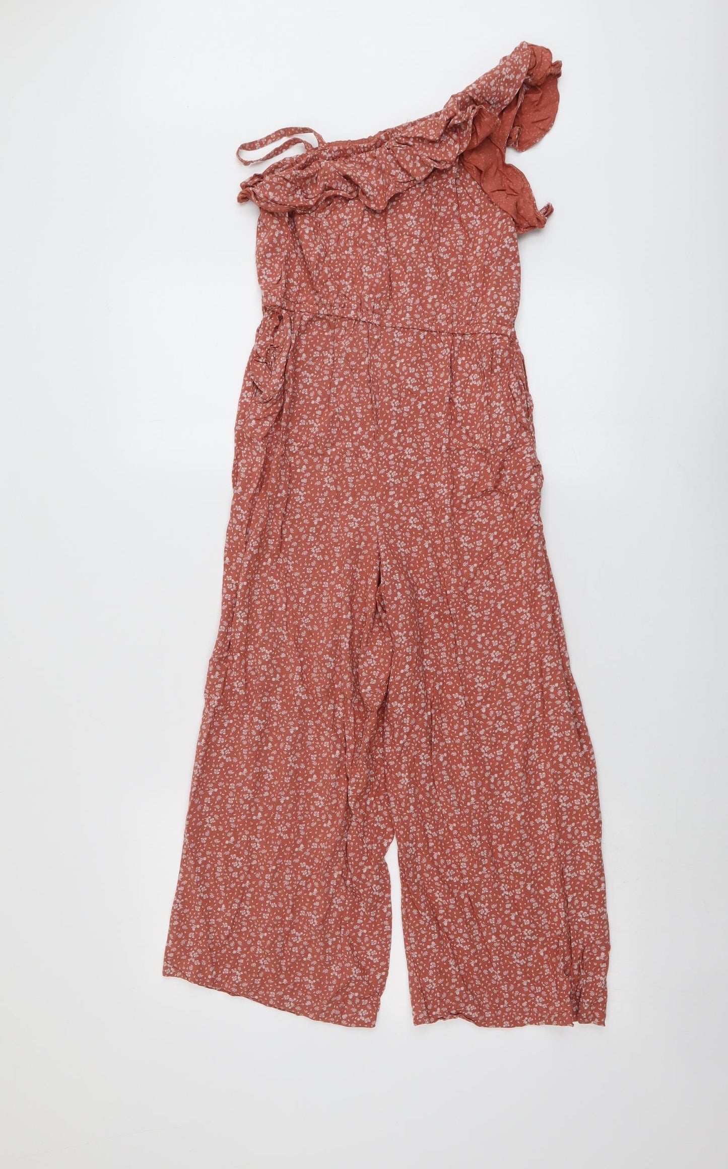 NEXT Girls Pink Floral Viscose Jumpsuit One-Piece Size 11 Years Pullover