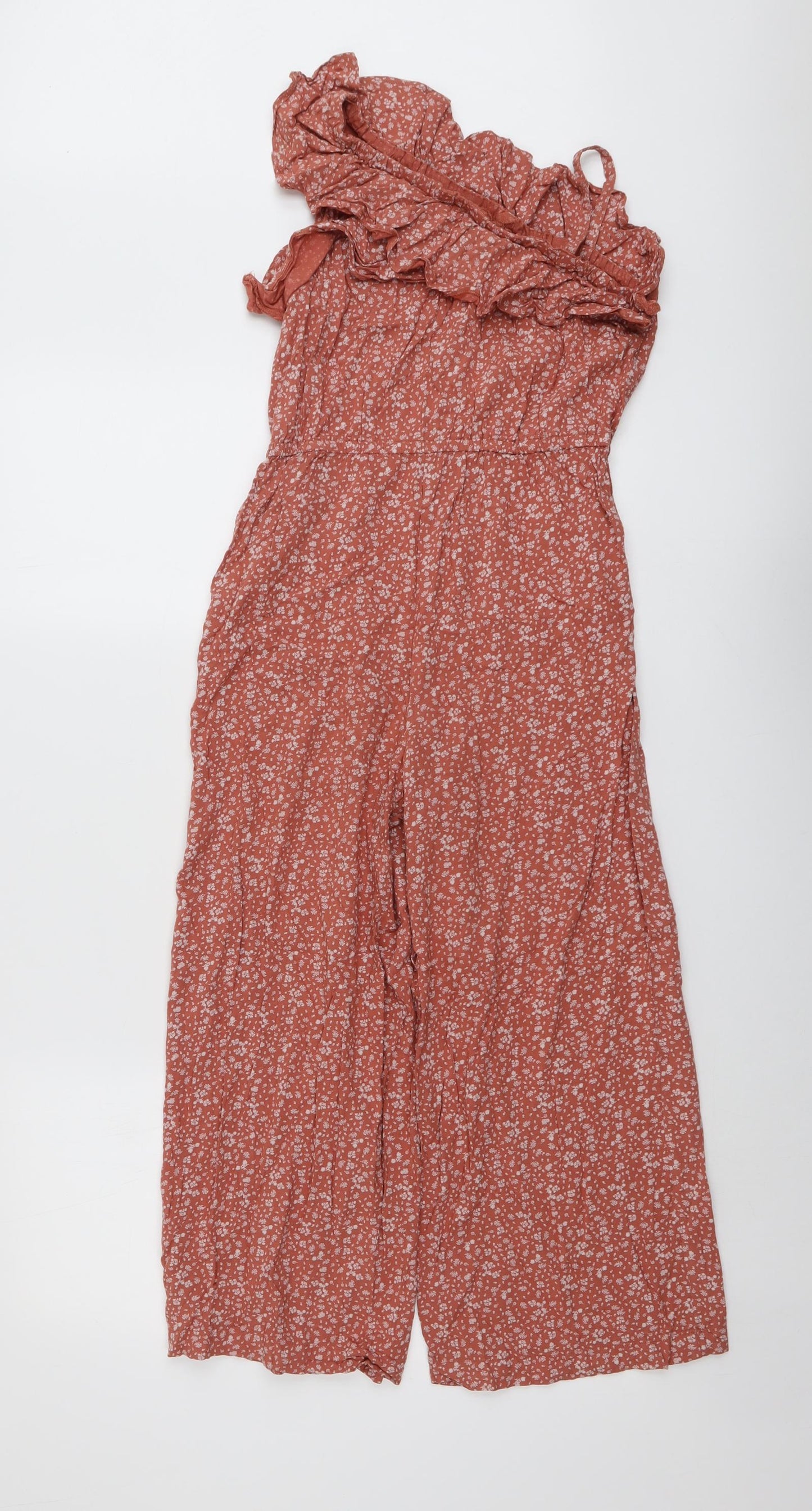 NEXT Girls Pink Floral Viscose Jumpsuit One-Piece Size 11 Years Pullover
