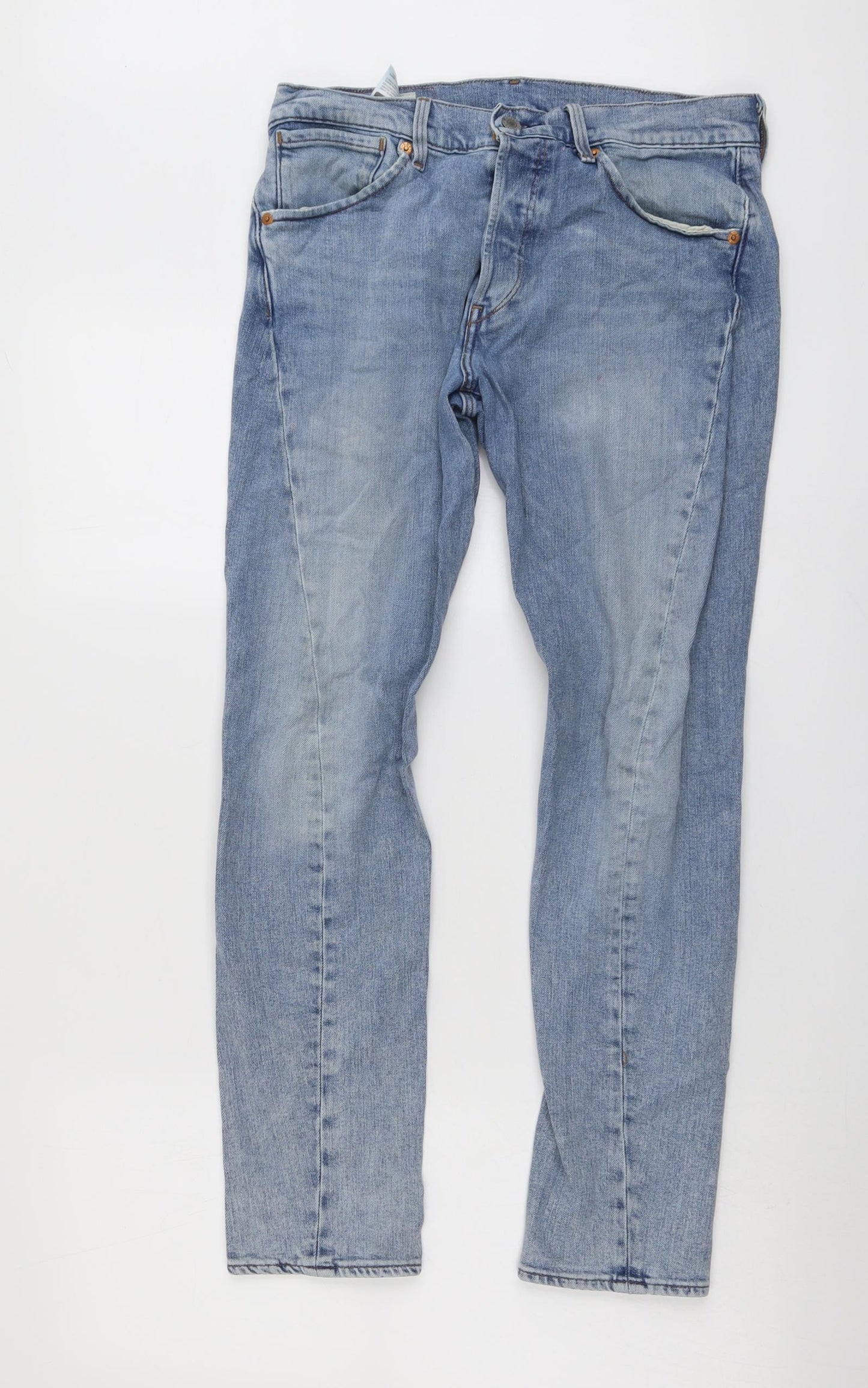 Levi's Mens Blue Cotton Straight Jeans Size 30 in L30 in Regular Button