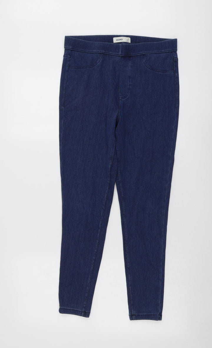 Marks and Spencer Womens Blue Cotton Skinny Jeans Size 12 L25 in Regular