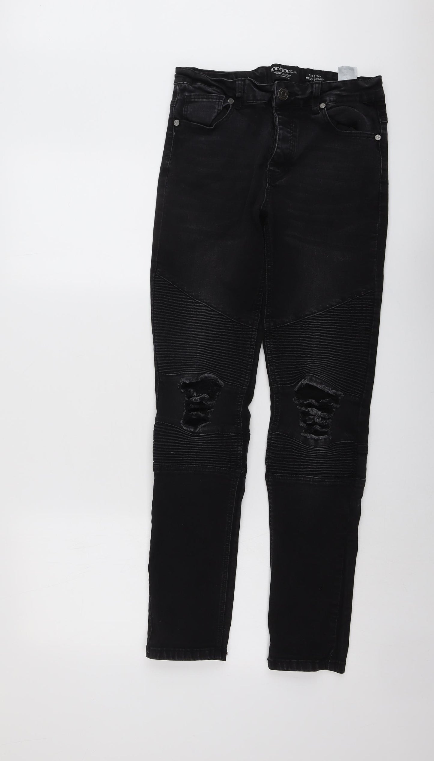 Boohoo Mens Black Cotton Skinny Jeans Size 32 in L30 in Regular Button