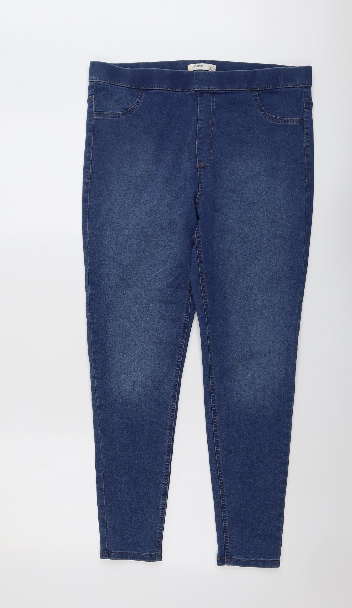 Marks and Spencer Womens Blue Cotton Jegging Jeans Size 16 L27 in Regular