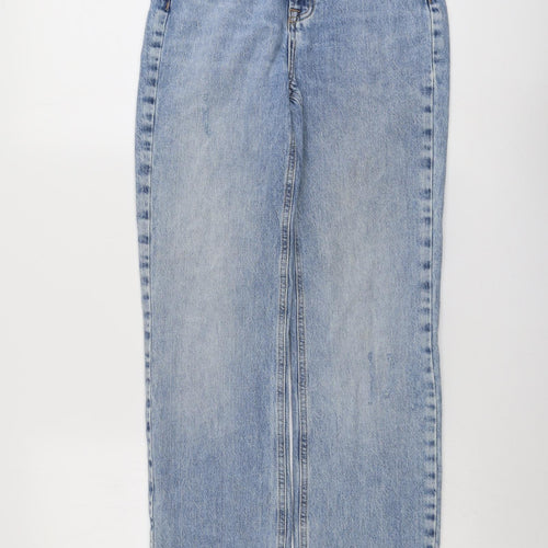 Zara Womens Blue Cotton Straight Jeans Size 6 L32 in Regular Button