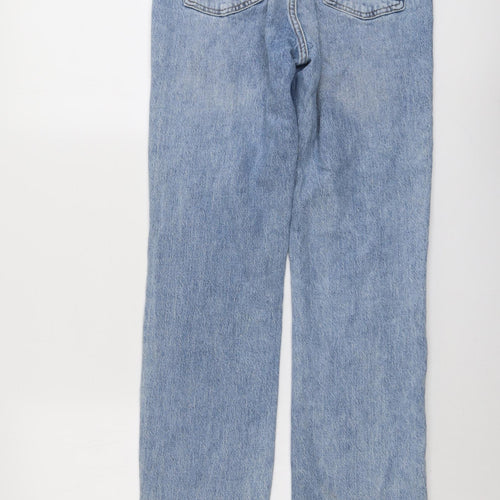 Zara Womens Blue Cotton Straight Jeans Size 6 L32 in Regular Button