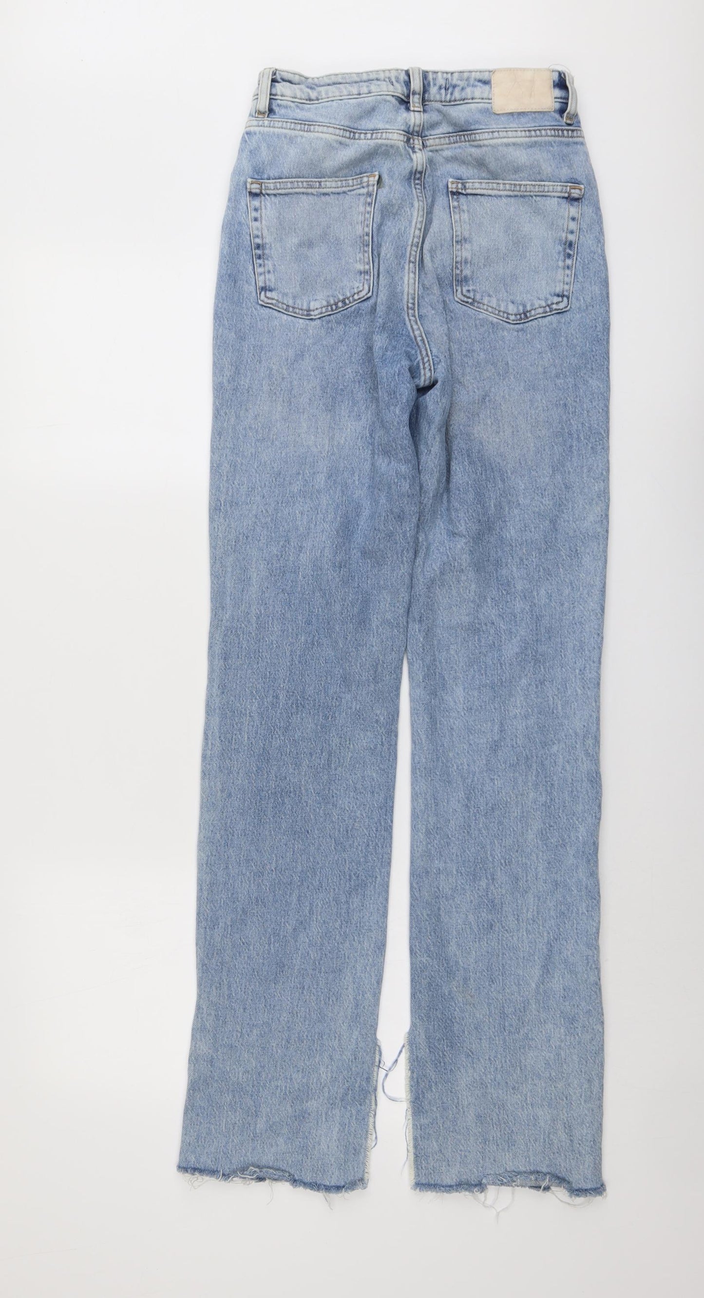 Zara Womens Blue Cotton Straight Jeans Size 6 L32 in Regular Button