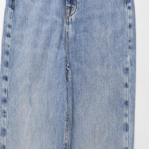 Zara Womens Blue Cotton Straight Jeans Size 6 L32 in Regular Button