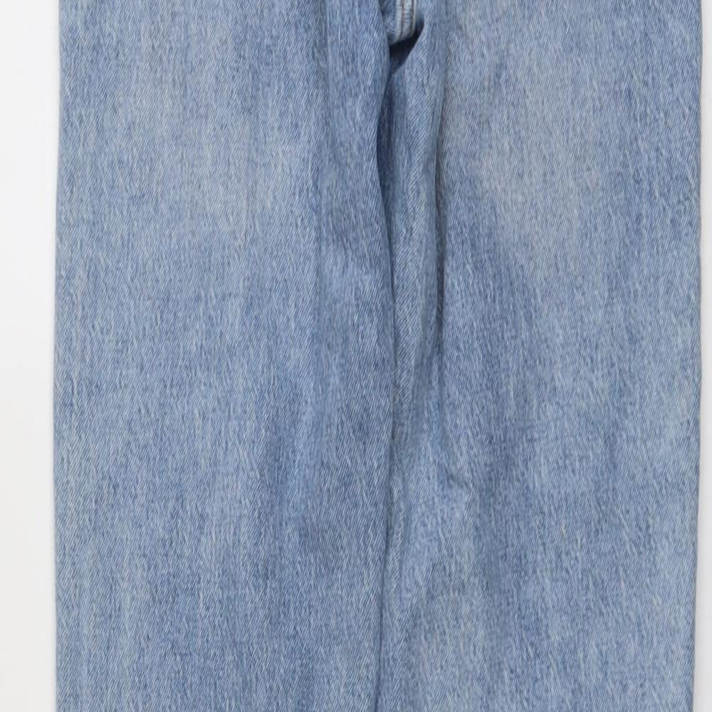 Zara Womens Blue Cotton Straight Jeans Size 6 L32 in Regular Button