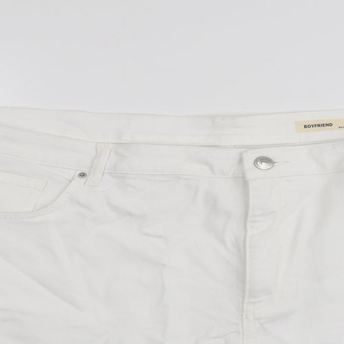 Marks and Spencer Womens White Cotton Boyfriend Shorts Size 24 L4 in Regular Button