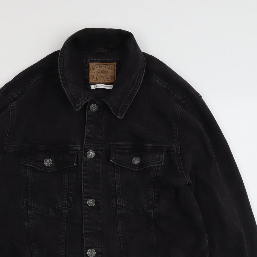 Pull&Bear Mens Black Jacket Size XL Button