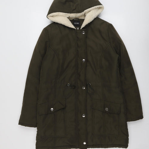 B.YOU Womens Green Jacket Size 10 Zip