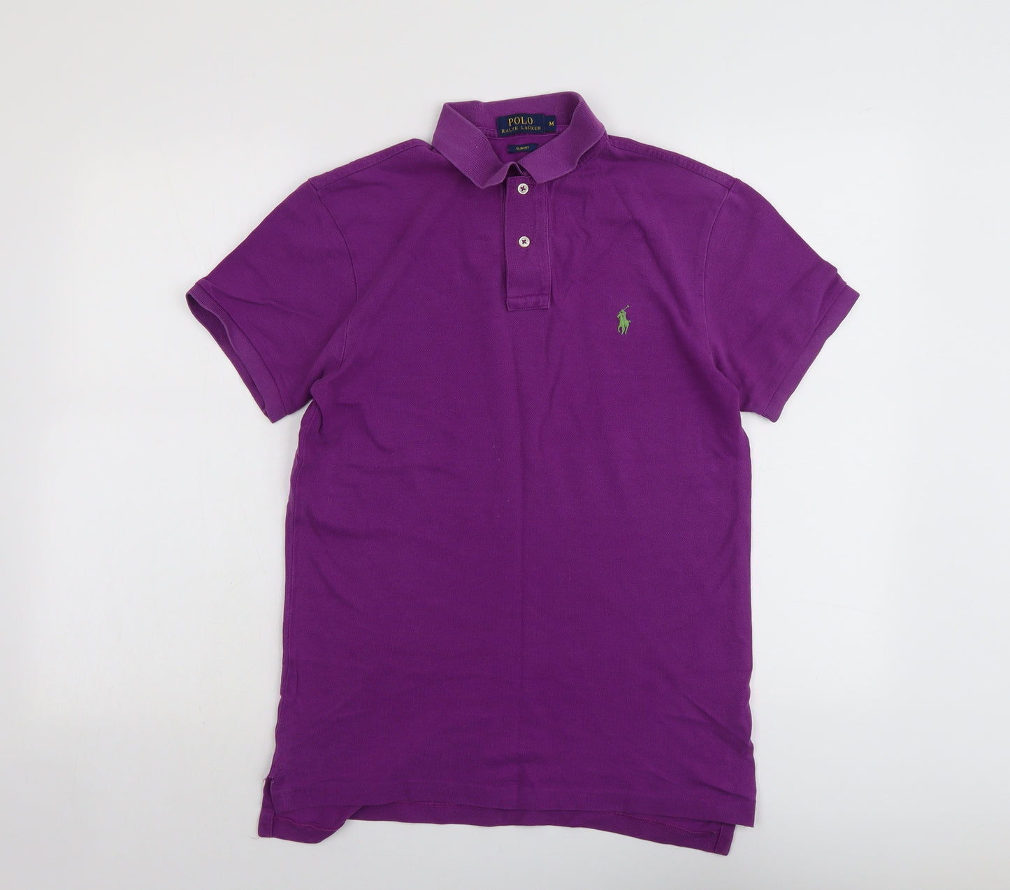 Polo Ralph Lauren Mens Purple Cotton Polo Size M Collared Button